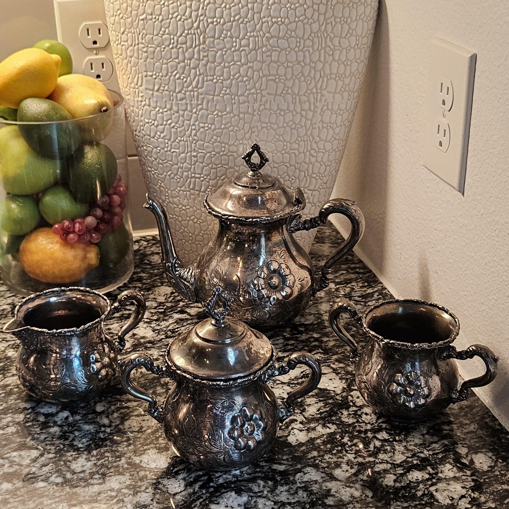 Monarch Silver co Quadruple High Grade Metal 594 Teaset 4pc Set